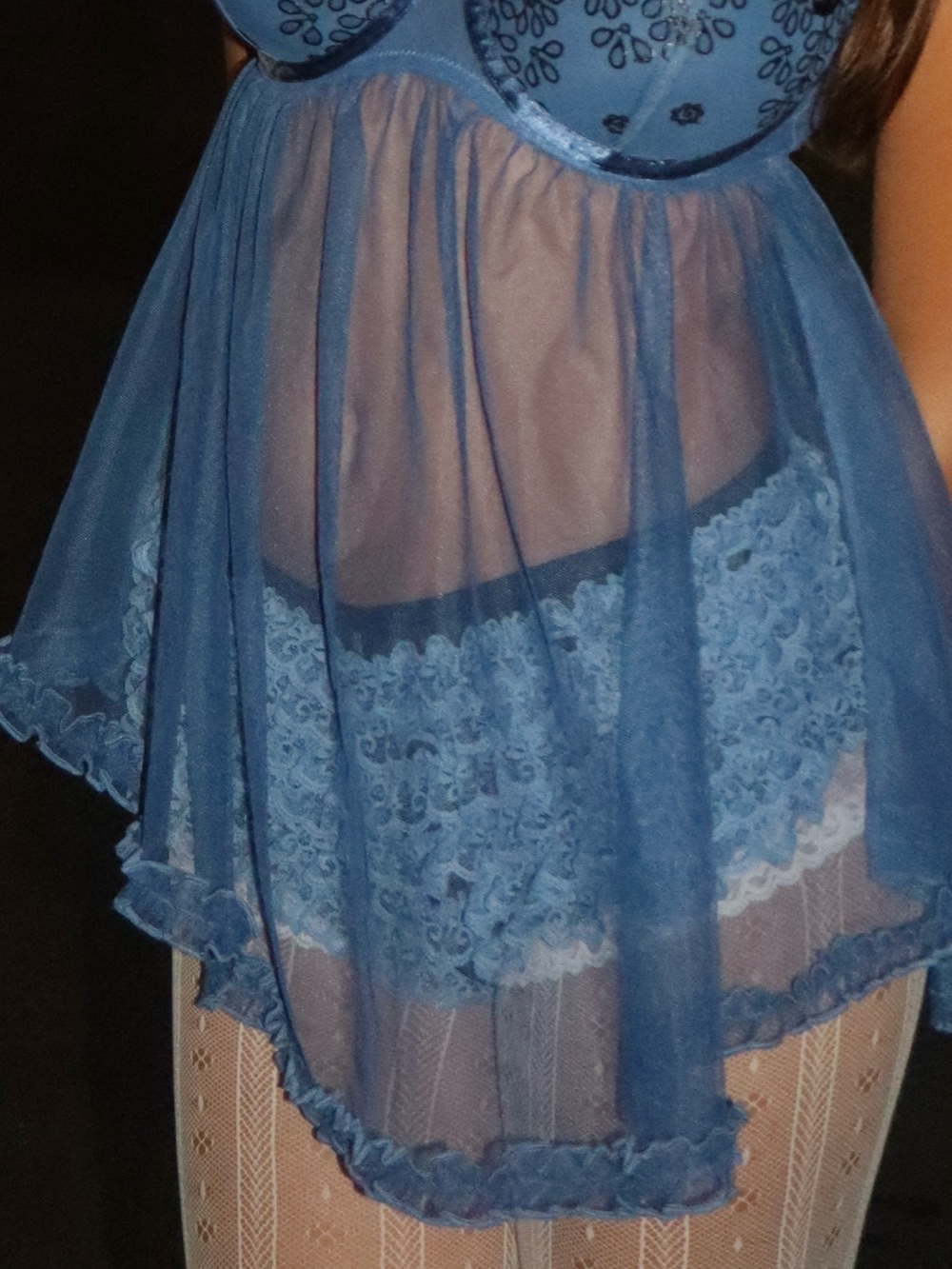 delicates Light Blue Ruffle Lace shorts